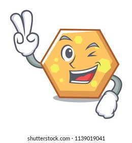Two finger hexagon character cartoon style