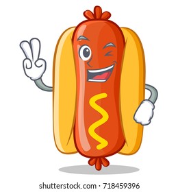 Two Finger Hot Dog Cartoon Character