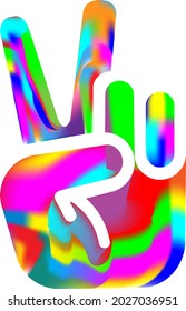 zwei Finger-Symbol oder v weißes Farbmuster, die den Frieden von lgbt.