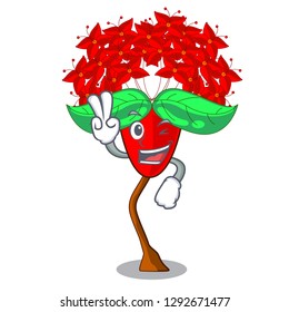 Two finger ixora flowers in shape of mascot