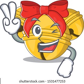 Two finger Jingle bell cartoon isolated with mascot