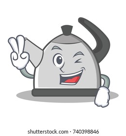 Two finger kettle character cartoon style