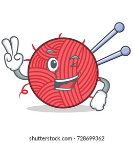 Two finger knitting character cartoon style