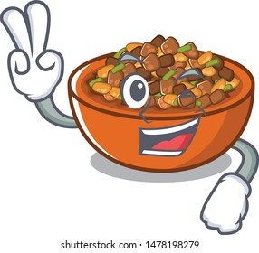 Two finger kung pao chicken in a mascot