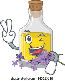 Two finger lavender oil isolated with the mascot