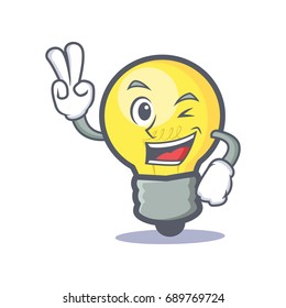 Two finger light bulb character cartoon