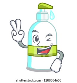 Two finger liquid soap in a cartoon basket