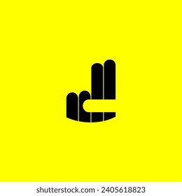 zwei Finger-Logo auf gelbem Hintergrund