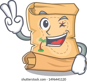 Two finger mascot treasure map in character bag