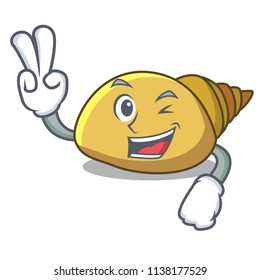 Two finger mollusk shell character cartoon