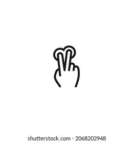 Two Finger Multi Touch Hand Gesture Black Icon, Isolated White Background