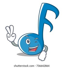 Two finger Music Note Character Cartoon