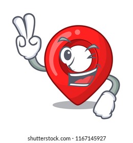 Two finger navigation pin location map character cartoon