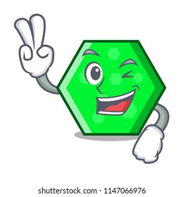 Two finger octagon character cartoon style