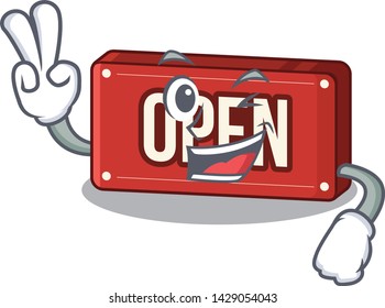Two finger open sign isolated in the cartoon