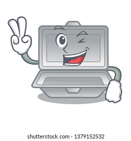 Two finger open styrofoam isolated with the mascot