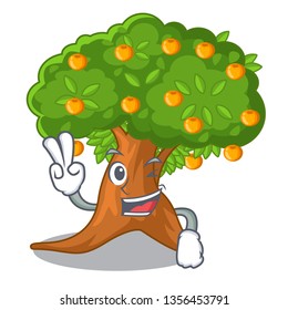 Two finger orange tree in the character shape