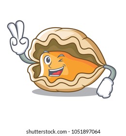Two finger oyster character cartoon style