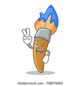 Two finger paint brush character cartoon