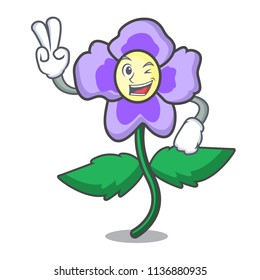 Two finger pansy flower character cartoon