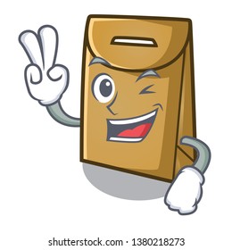 Two finger paper bag isolated with the character
