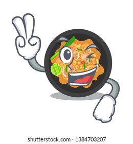 Two finger pat thai served in character bowl