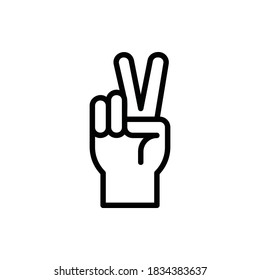 Two Finger, Peace, Swear, Hand Sign Icon Logo Illustration Vector Isolated. Hand Sign and Gesture Icon-Set. Suitable for Web Design, Logo, App, and UI. Editable Stroke and Pixel Perfect. EPS 10.
