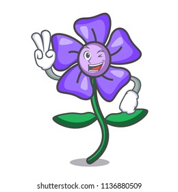 Two finger periwinkle flower character cartoon