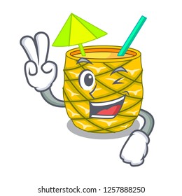 Two finger Pineapple juice in glassware on mascot
