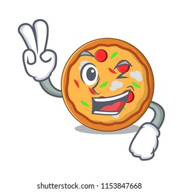 Two finger pizza character cartoon style