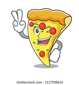 Two finger pizza slice character cartoon