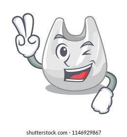 Two finger plastic bag character cartoon