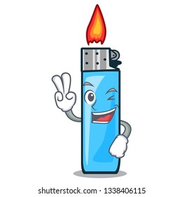 Two finger plastic lighters isolated in the cartoon