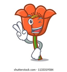 Two finger poppy flower character cartoon