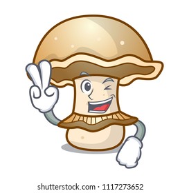 Two finger portobello mushroom character cartoon