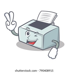 Two finger printer character cartoon style