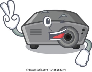 Two finger projector isolated with on the mascot