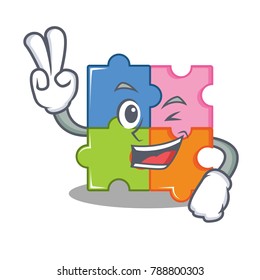 Two finger puzzle character cartoon style