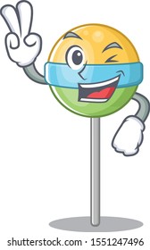 two finger raound lollipo isolated with cartoon