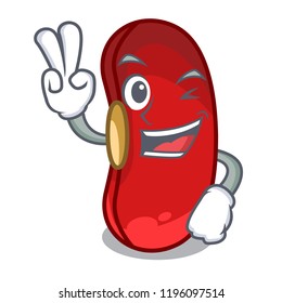 Two finger red bean in the cartoon bowl
