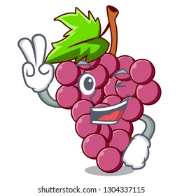 Two finger red grapes fruit isolated in character