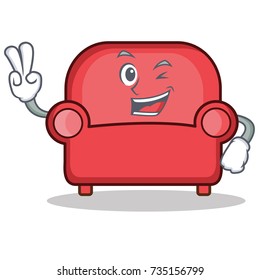Two finger red sofa character cartoon