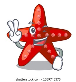 Two finger red starfish animal on mascot sand