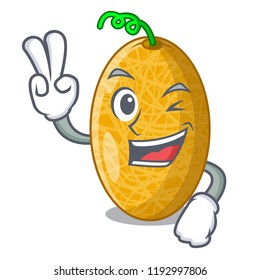 Two finger ripe honeydew melon in market cartoon
