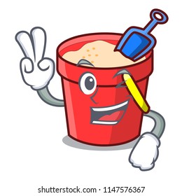 Two finger sand bucket character cartoon