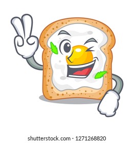 Two finger sandwich with shape in egg cartoon
