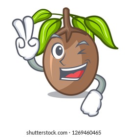 Two finger sapodilla fruit isolated on the mascot