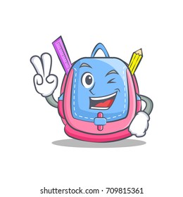 Two finger school bag character cartoon