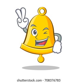 Two finger school bell character cartoon