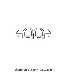 Two finger scroll touch screen gesture vector sketch icon isolated on background. Hand drawn Scroll touch screen gesture icon. Scroll touch screen gesture sketch icon for infographic, website or app.